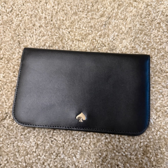 kate spade Handbags - kate spade Black Leather Zip-Around Wallet with Gold Spade Accent